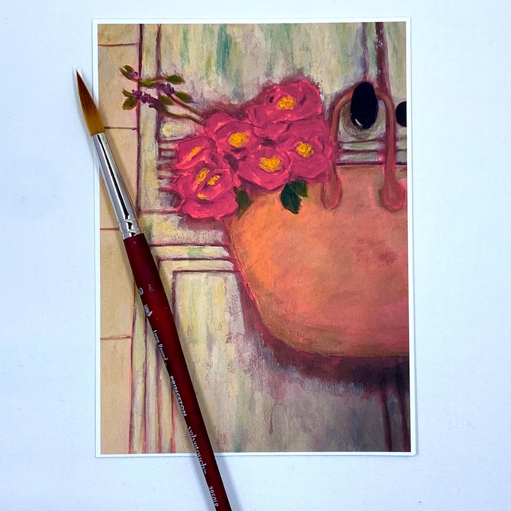 Original Artwork, 5 "X7"  Mini Art Print,  Wall Decor  Handmade, Purse Painting